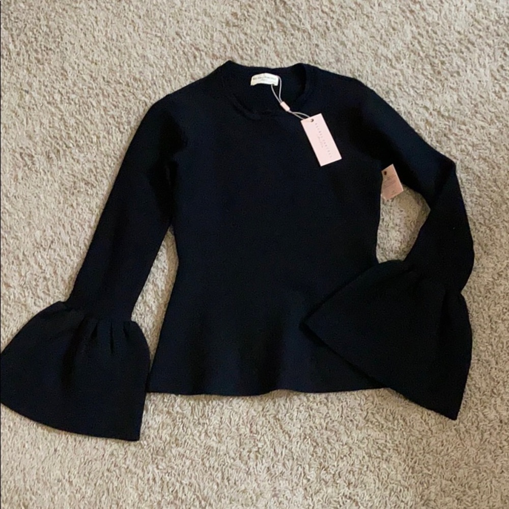 Black bell sleeve top